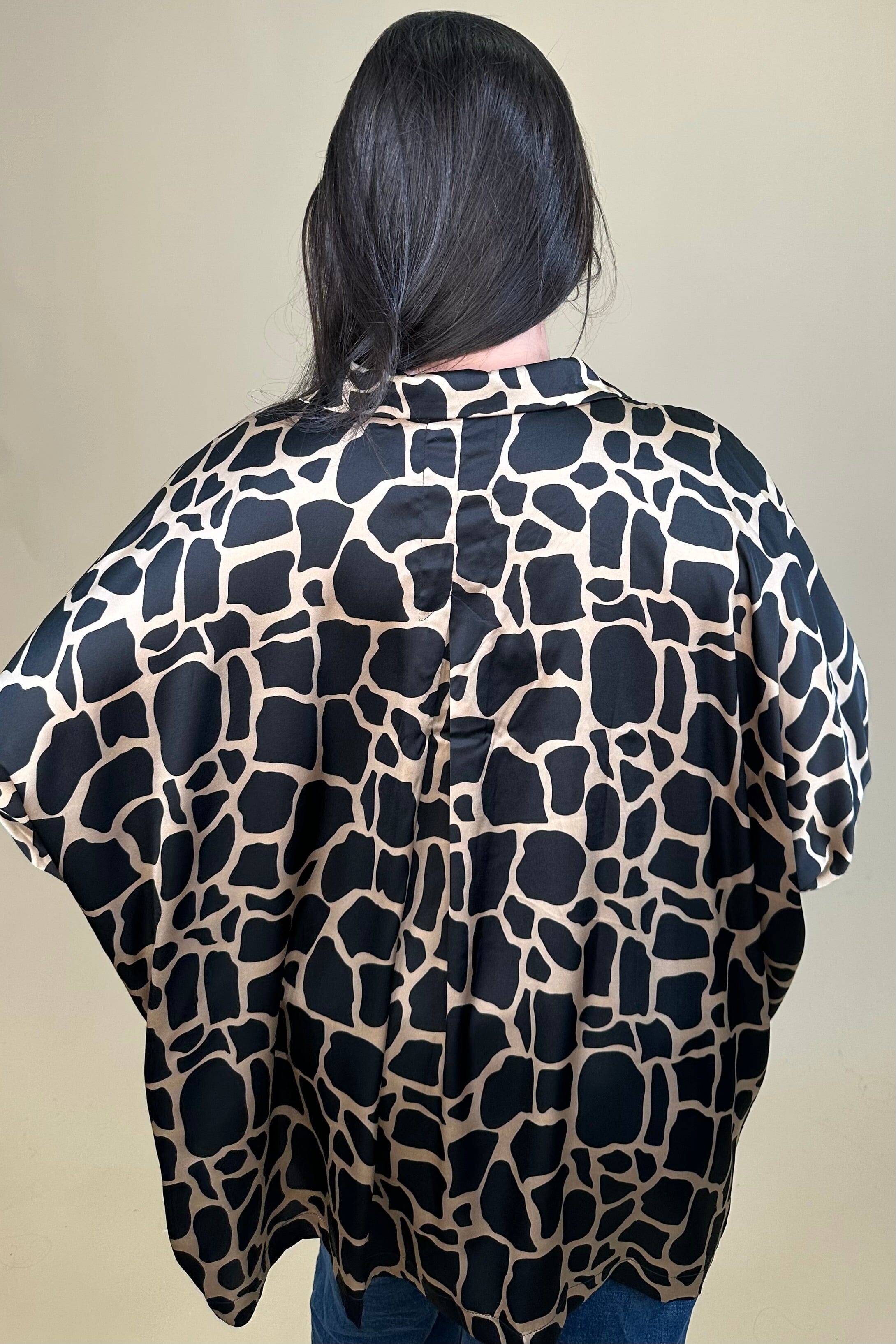 Satin Two Tone Giraffe Print Boxy Oversized Top JR TOP DRESSY UMGEE 