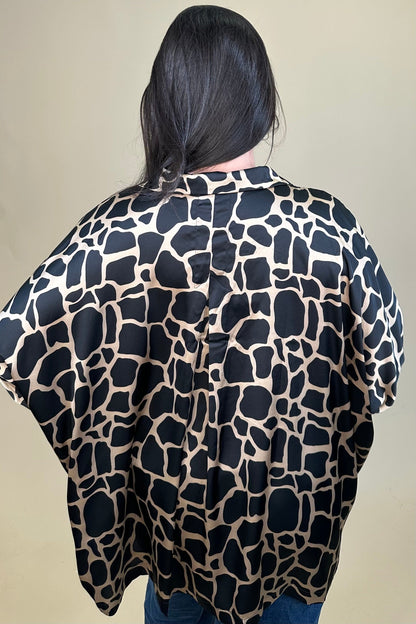 Satin Two Tone Giraffe Print Boxy Oversized Top JR TOP DRESSY UMGEE 