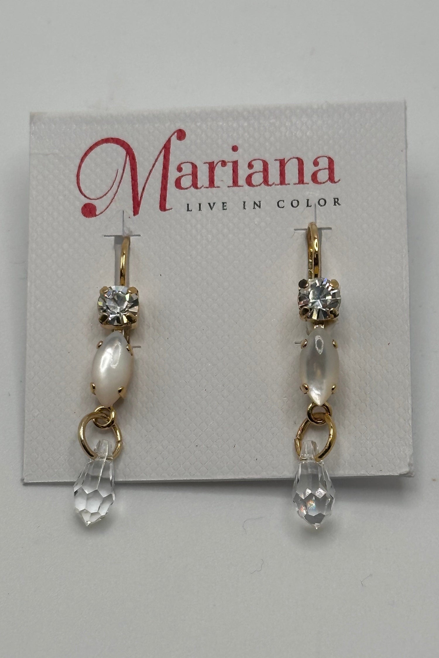 Triple Tier Strand Earrings in White Shell and On a Clear Day - Yellow Gold BETTERBRANDJEWELRY MICHALSMARIANA 