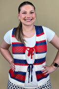 Americana Stripped Sweater Vest w/Bow Tie JRTOP CASUAL TOP SHE&SKY 