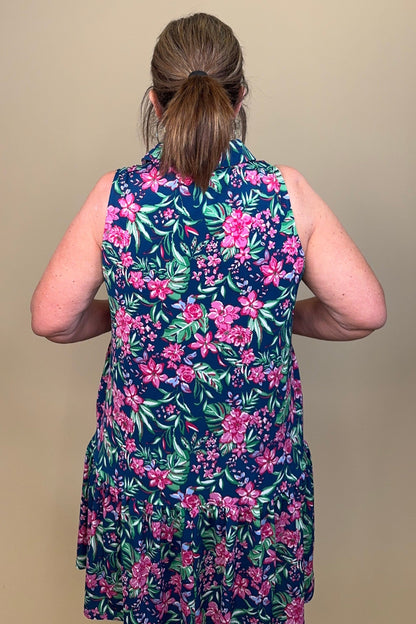 Split Neck Tiered Tank Dress w/Collar DRESS DEAR SCARLETT 