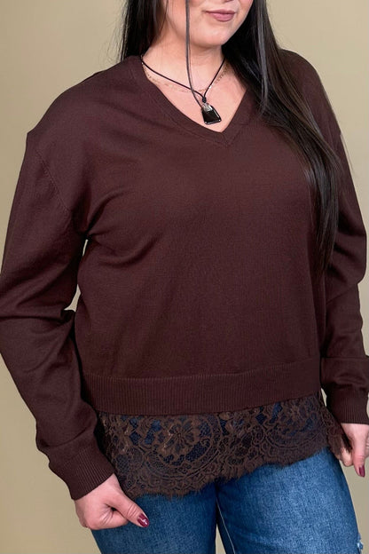 Long Lace Hem Sweater SWEATER:~~Unassigned~~ LOVETREE 