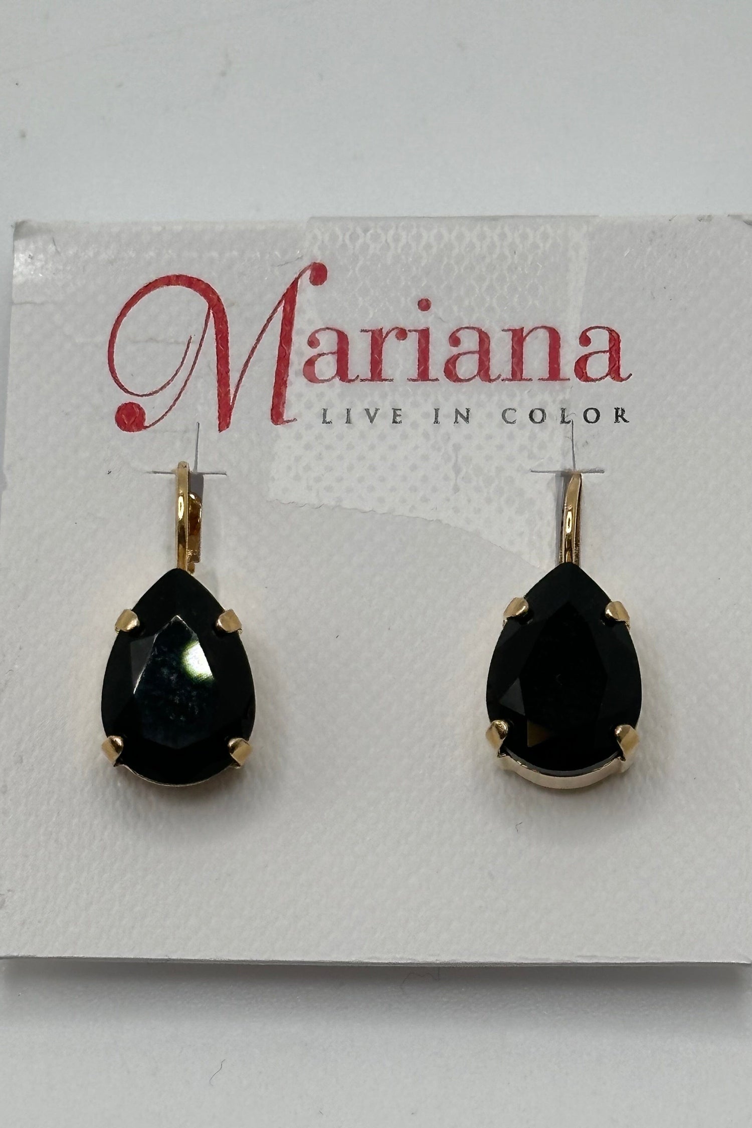 Pear Leverback Earrings in "Jet" - Yellow Gold BETTERBRANDJEWELRY MICHALSMARIANA 