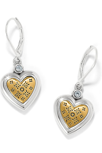 Mosaic Heart Two Tone Leverback Earrings BJEWELRY Brighton Collectables 