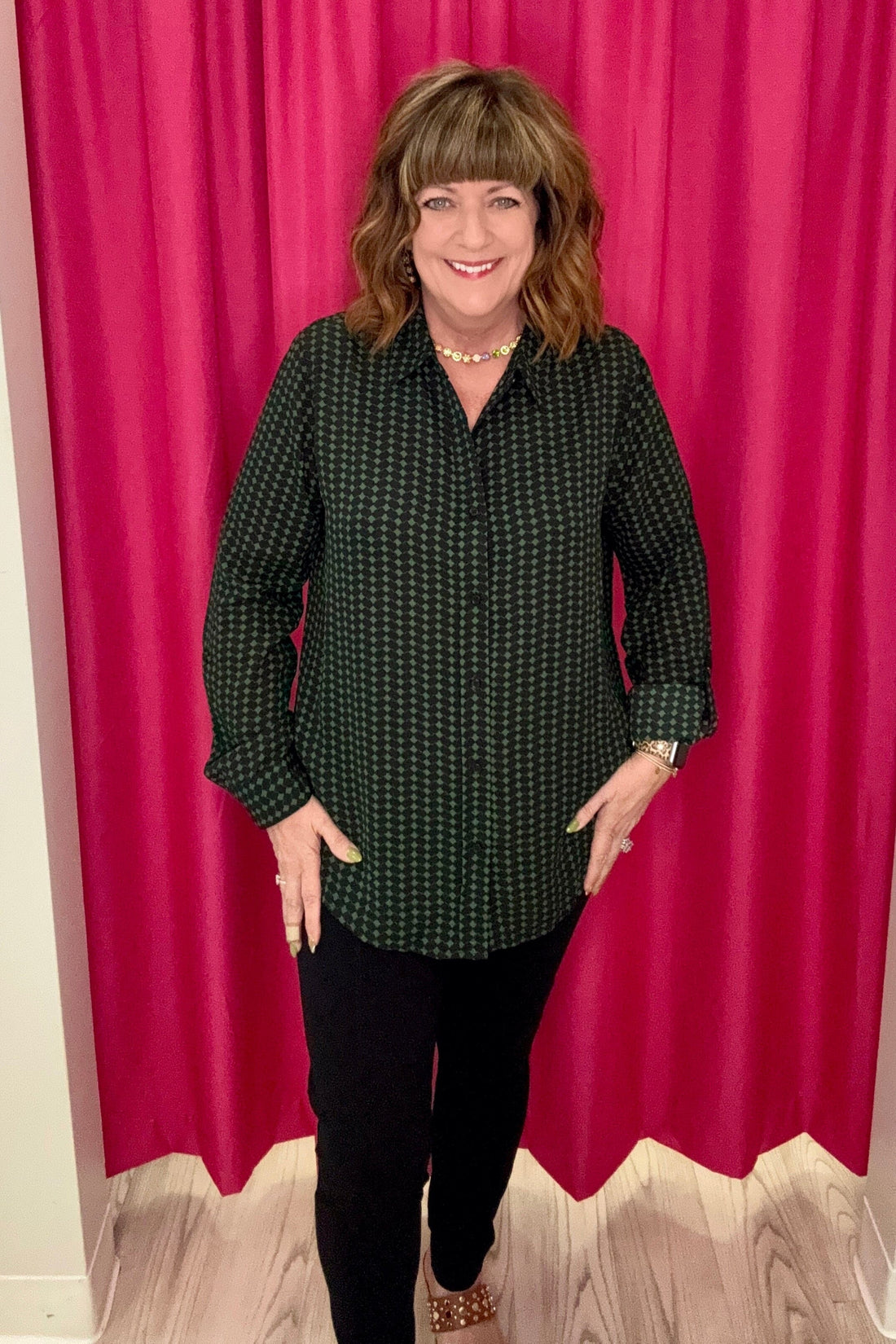 Long Sleeve Button Down Printed Top MISSY TOP SPECIAL ZAC &amp; RACHEL 