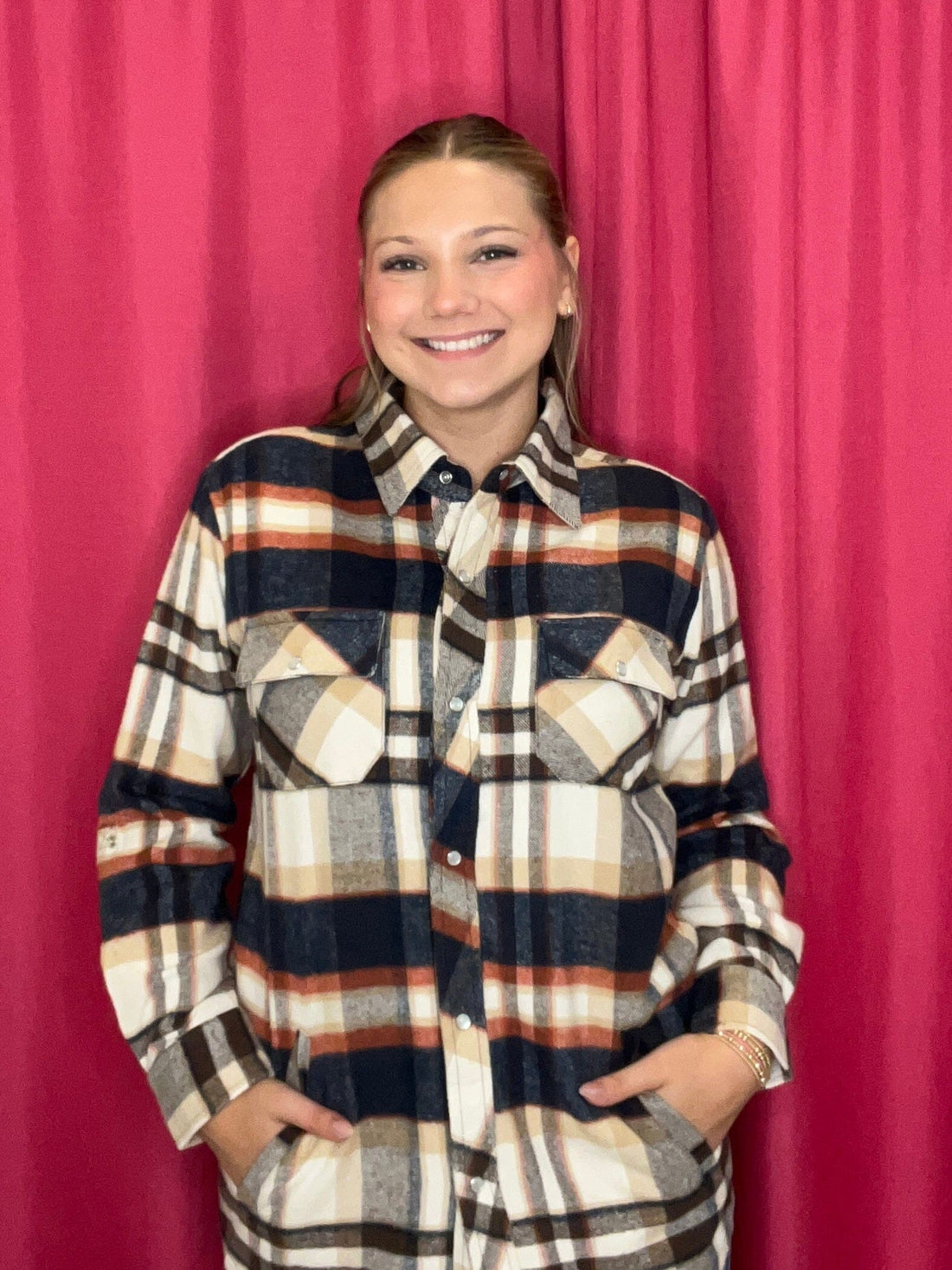 Long Sleeve Flannel w/Pockets OUTFIT COMPLETER KEREN HART 