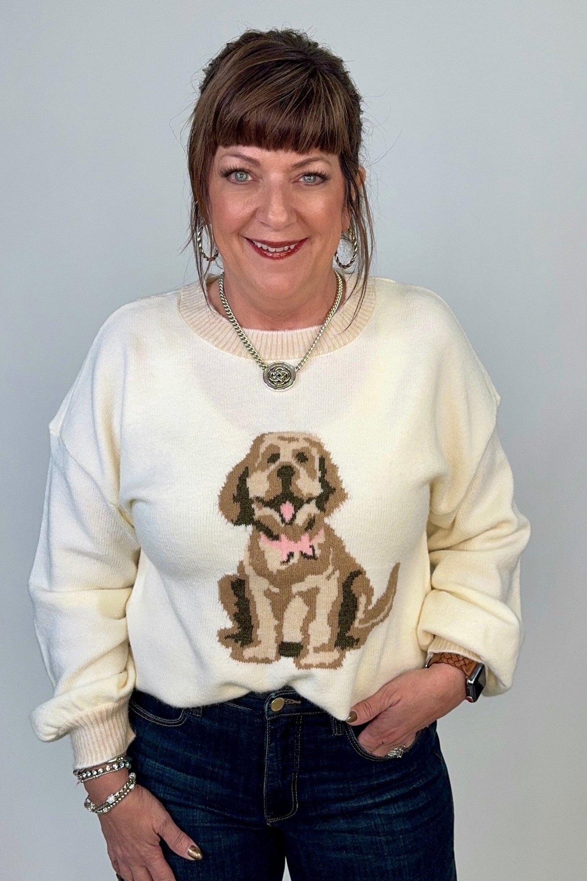 Dog Graphic Sweater SWEATER:~~Unassigned~~ VERYJ 