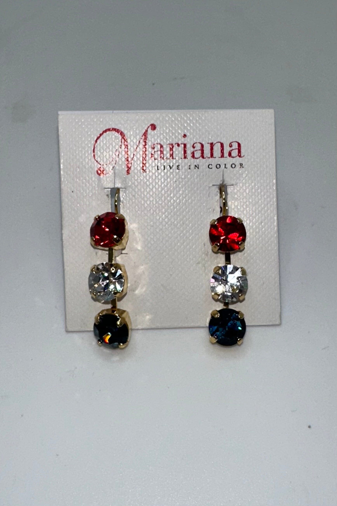 Medium Three Stone Earrings in "Americana" Yellow Gold BETTERBRANDJEWELRY MICHALSMARIANA 