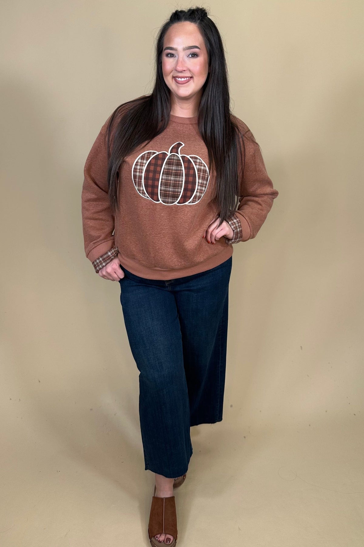Pumpkin Patchwork Top JRTOP CASUAL TOP:~~Unassigned~~ SHE&amp;SKY 