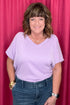 Short Sleeve V-Neck Ribbed Top JRTOP CASUAL TOP ANDREE PPL S 