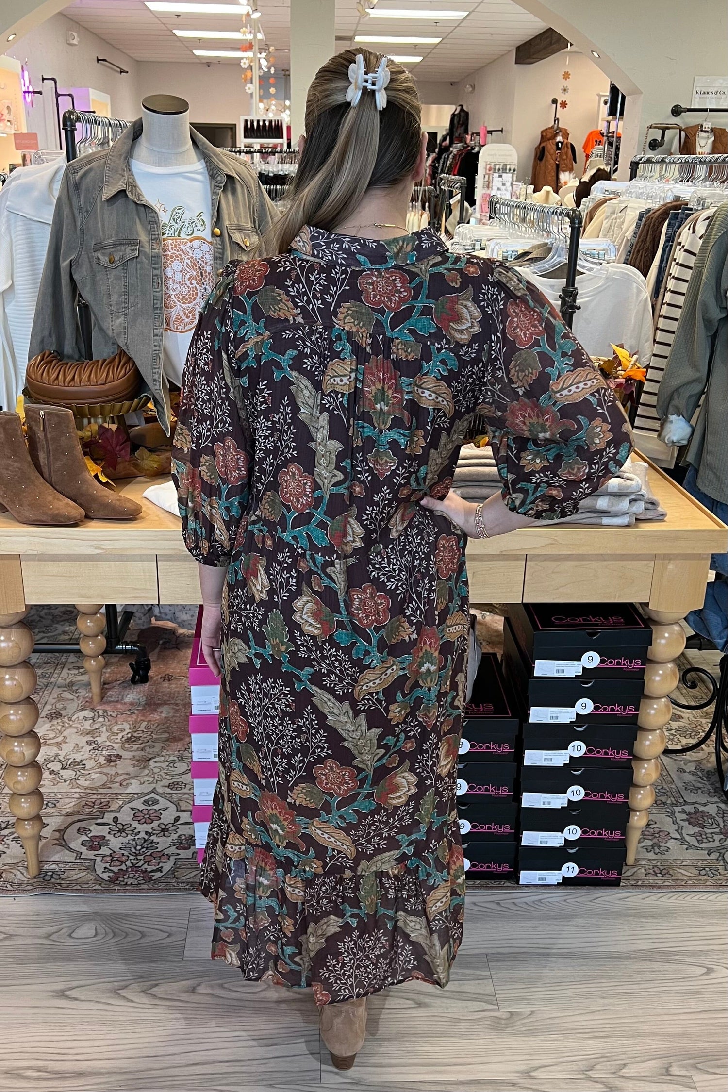 Short Sleeve Printed Dress w/Collar DRESS UMGEE 