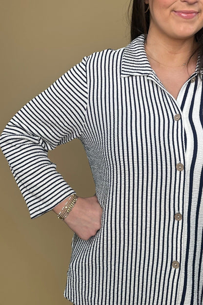 Crinkle Crepe Button Down Top w/Collar MISSY TOP SPECIAL HABITAT 