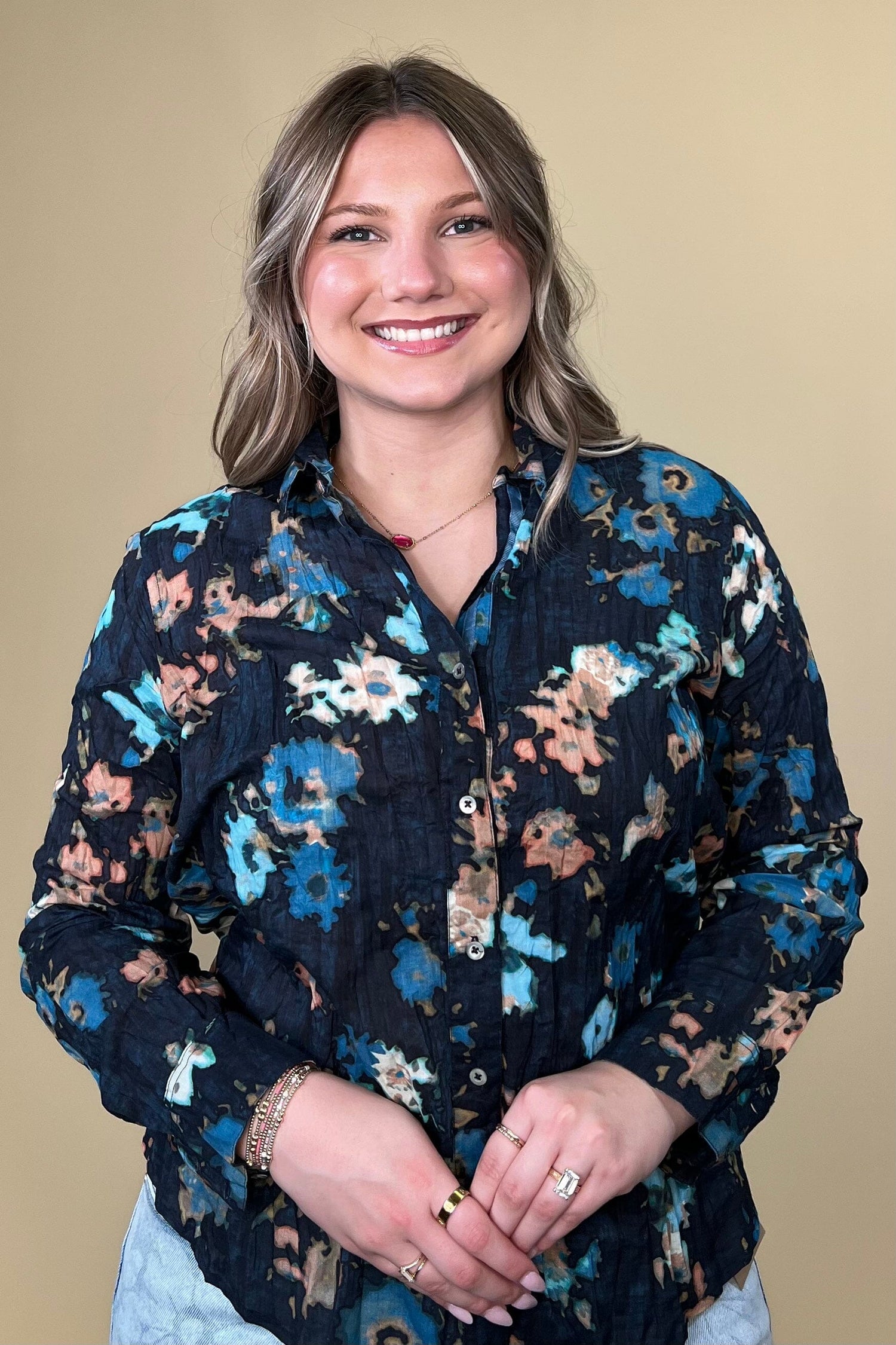 Glowy Floral Core Cotton Shirt MISSY TOP SPECIAL NIC+ZOE 