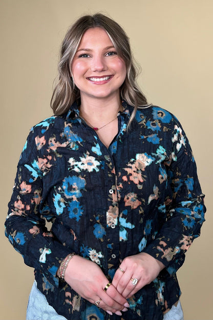 Glowy Floral Core Cotton Shirt MISSY TOP SPECIAL NIC+ZOE 