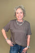Short Rolled Sleeve Tee w/Colored Rhinestones JRTOP CASUAL TOP DAVI&DANI 