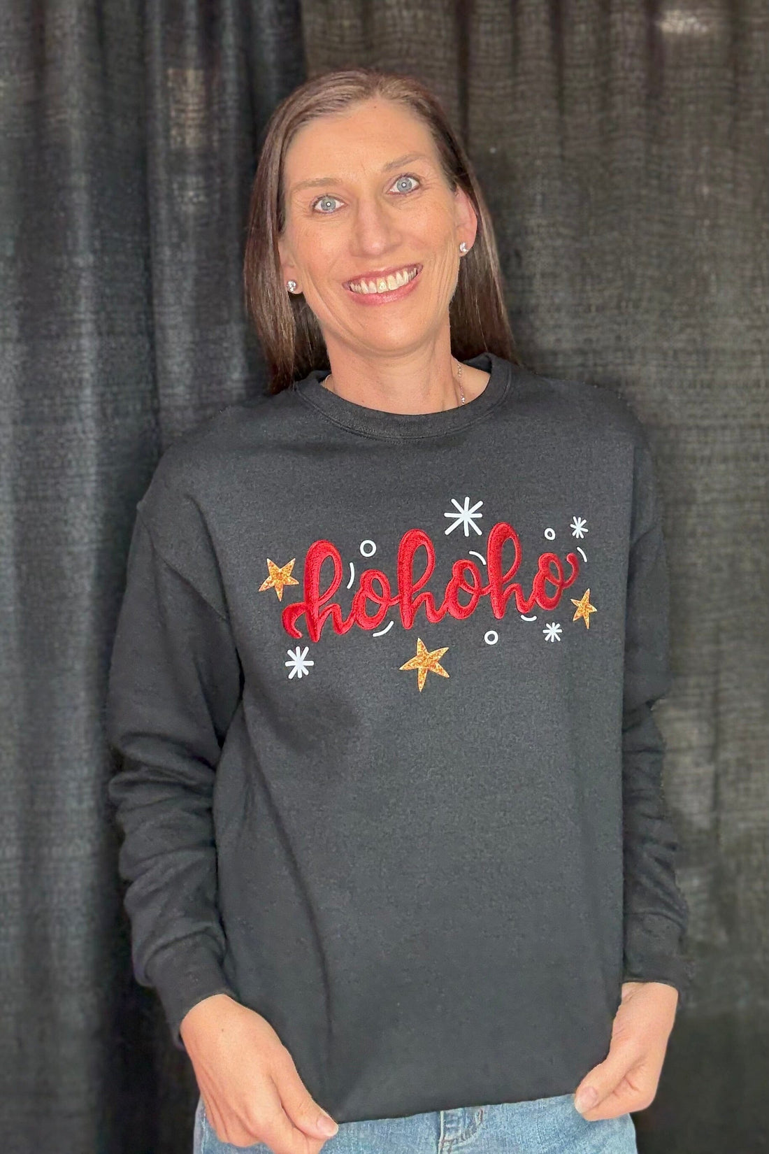 Long Sleeve Crew Neck HOHOHO Sweatshirt MISSY BASIC KNIT SUGAR STITCH 