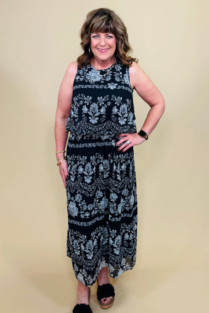 Printed Tank Dress w/Top Layer DRESS KEREN HART 