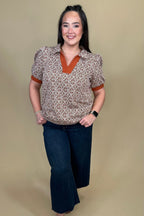 Puff Sleeve Collared V Neck Top JR TOP DRESSY:~~Unassigned~~ UMGEE 