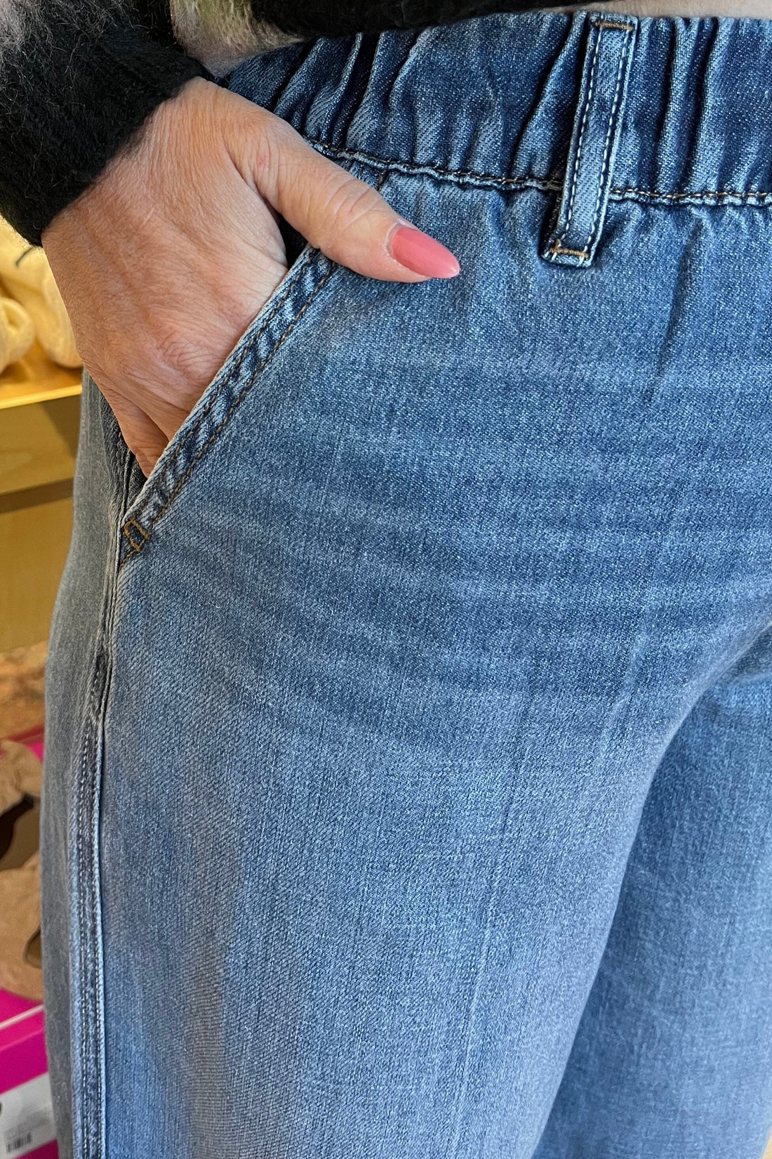 High Waist Palazzo Featherweight Rigid BOTTOMS JUDY BLUE 