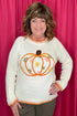 Pumpkin Floral Embroidered Thanksgiving Sweater JRTOP CASUAL TOP SO ME 