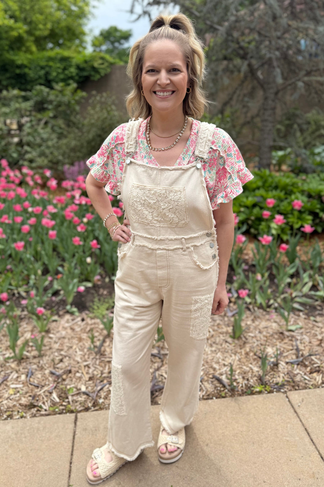 Frayed Overall with Lace Patches DRESS MELLOWWORLD