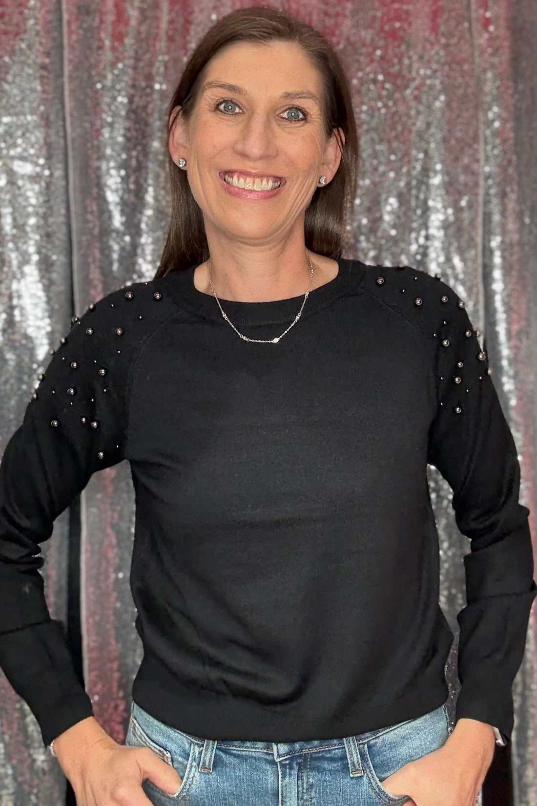 Long Sleeve Scoop Neck with Pearl Detail MISSY TOP SPECIAL ZAC & RACHEL