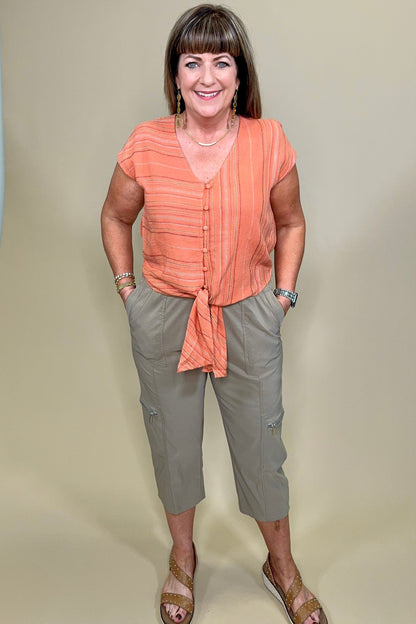 Pull On Cropped Capri Pant BOTTOMS CREATION 