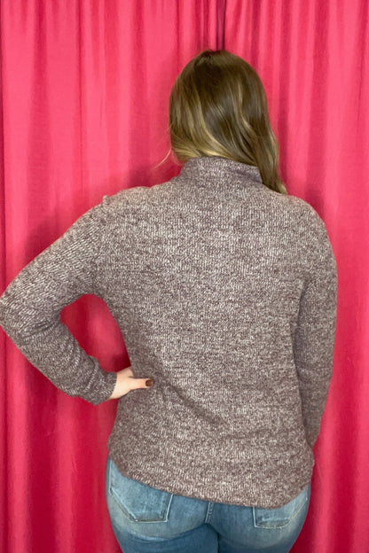 Long Sleeve Mock Neck Quarter Zip MISSY TOP SPECIAL KEREN HART 