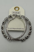 Fashion Earring - Chunky Silver Stone Hoops JEWELRY SUSIE 