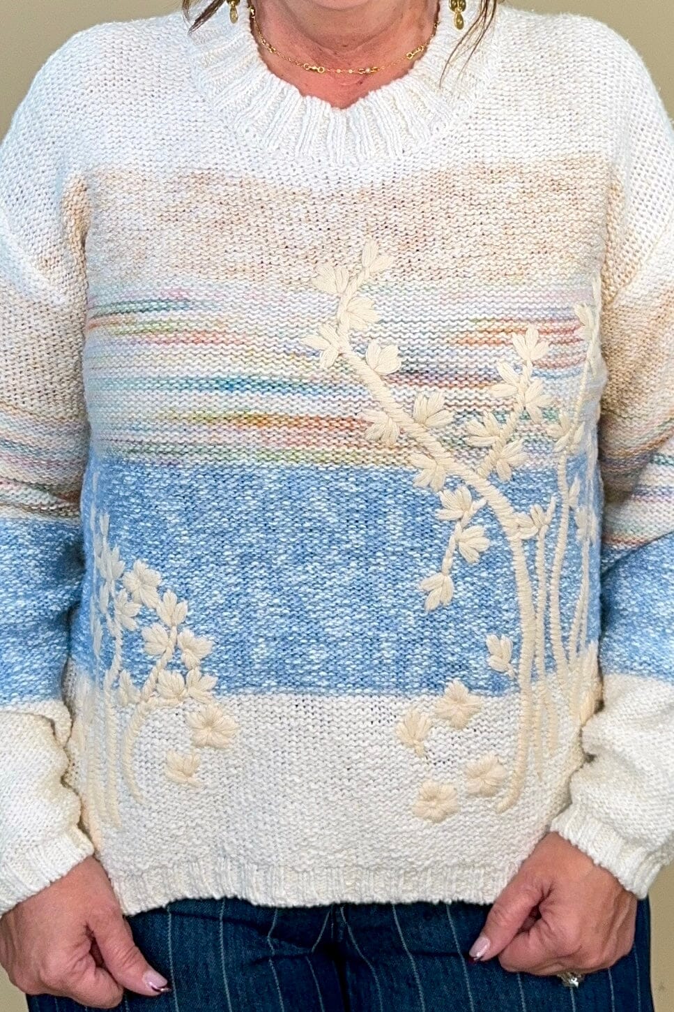 L/S Crew Nk Sweater W/ Embroidery SWEATER TRIBAL 