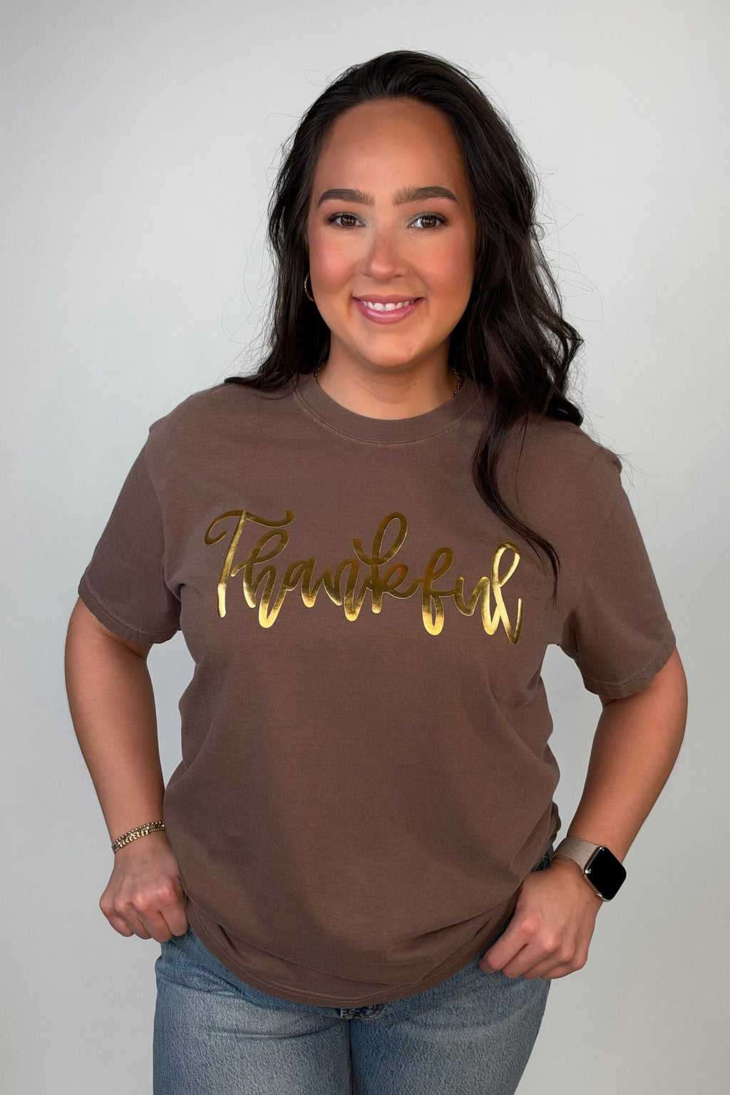 Thankful Metallic Tee MISSY BASIC KNIT:~~Unassigned~~ SUGAR STITCH 