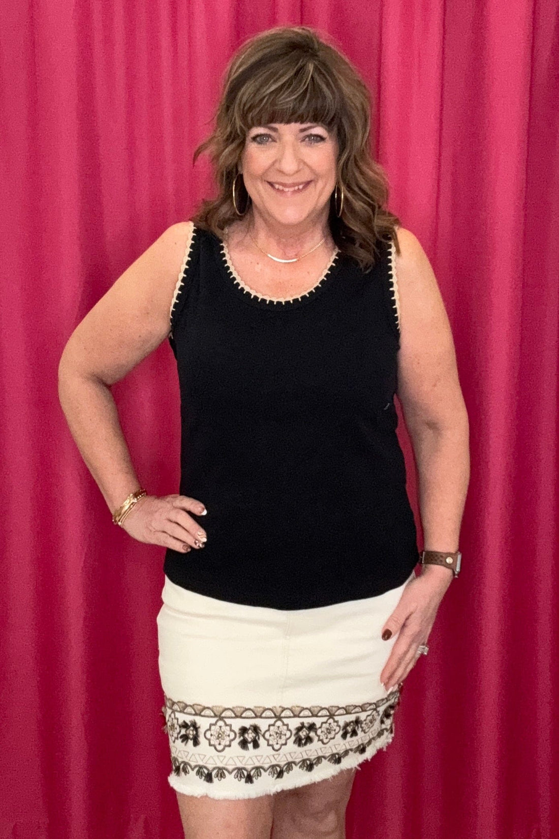 Colored Twill Skort w/Embroidery at Hem BOTTOMS CHARLIEB