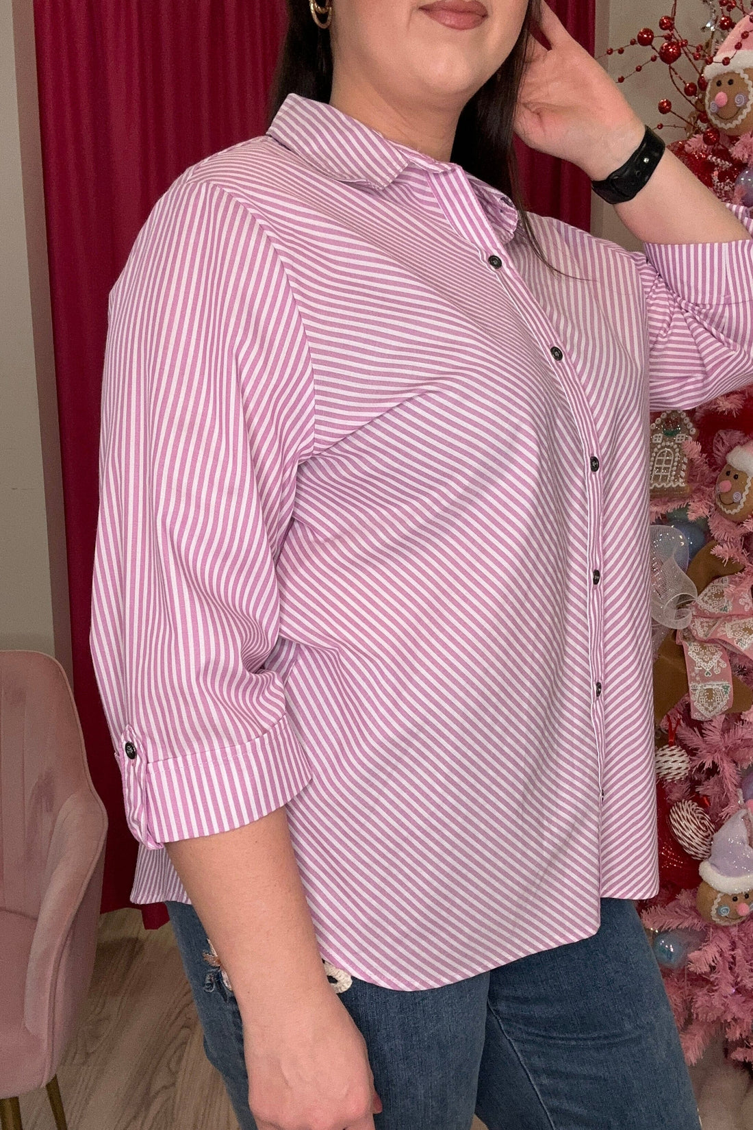 Short Sleeve Button Down Collared Shirt MISSY TOP SPECIAL SOUTHERN LADY 