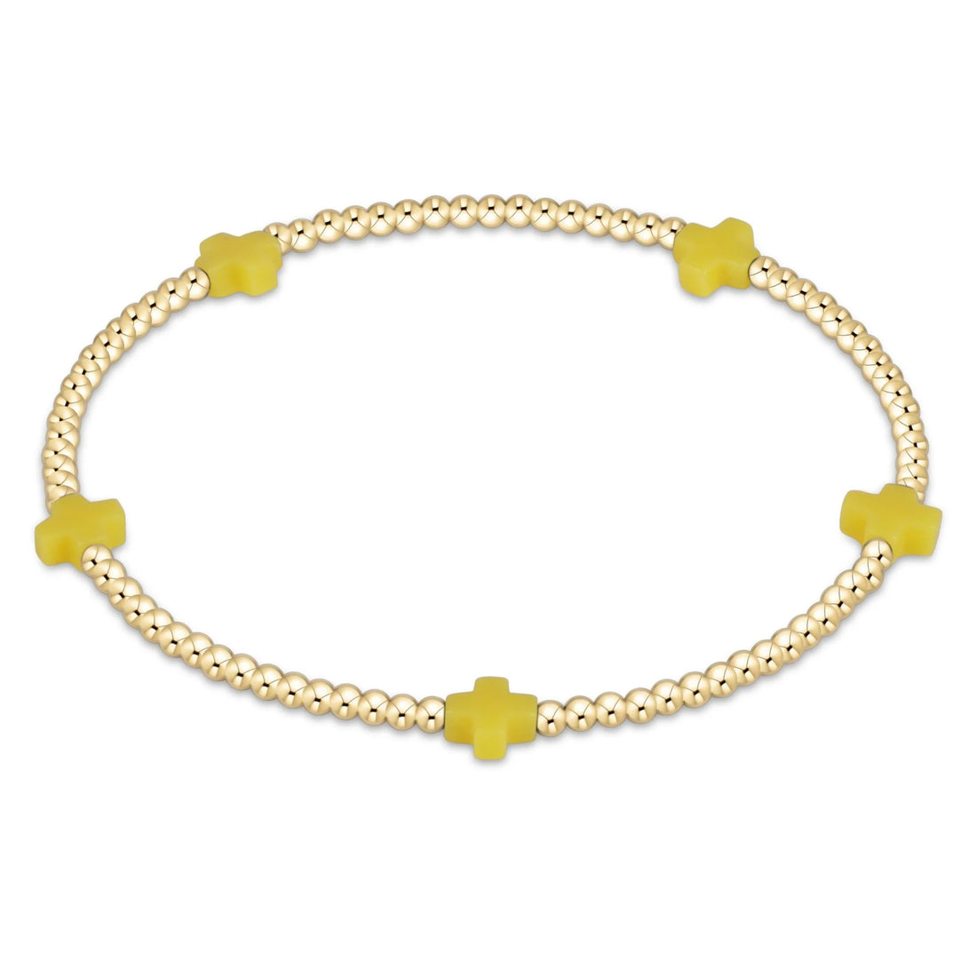 Enewton Signature Cross Small Gold Pattern 2mm Bead Bracelet- Canary