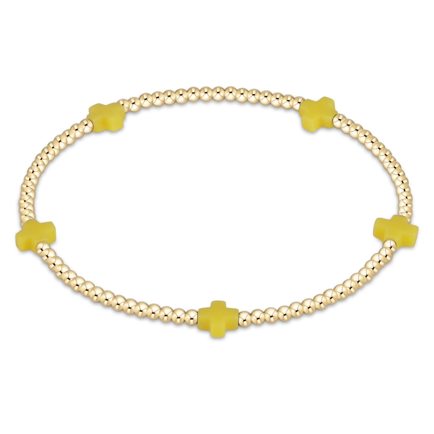 Enewton Signature Cross Small Gold Pattern 2mm Bead Bracelet- Canary