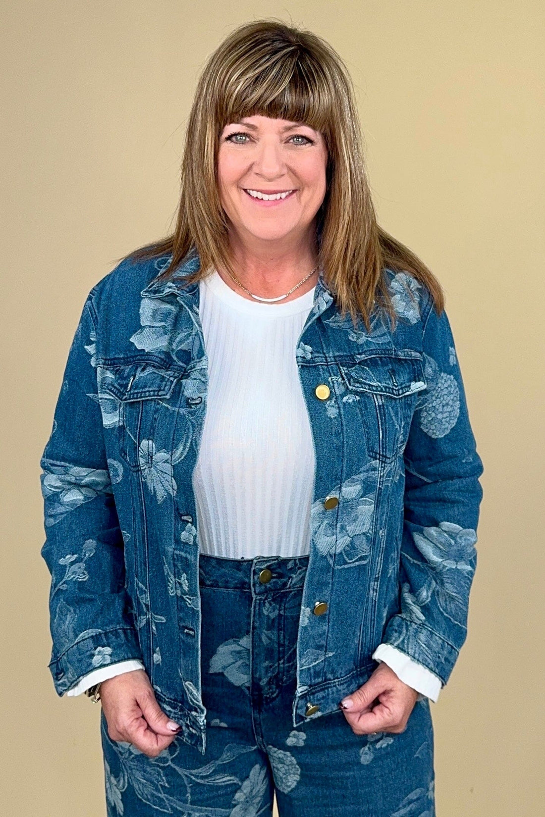 Floral Print Denim Jacket OUTFIT COMPLETER CREATION 