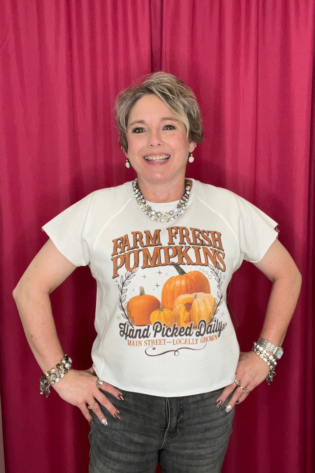 Farm Fresh Pumpkin Fall Edgy Graphic MISSY BASIC KNIT SUGAR STITCH 