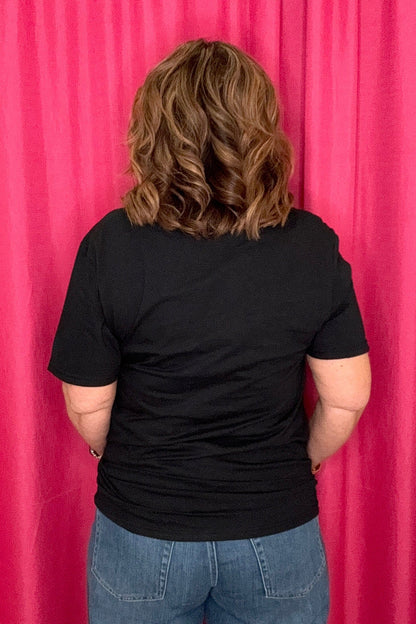 Short Sleeve Tee w/Boo MISSY BASIC KNIT SUGAR STITCH 