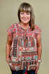Aztec Printed Top w/Embroidery JR TOP DRESSY WHOLESALE FASHION TRENDS 