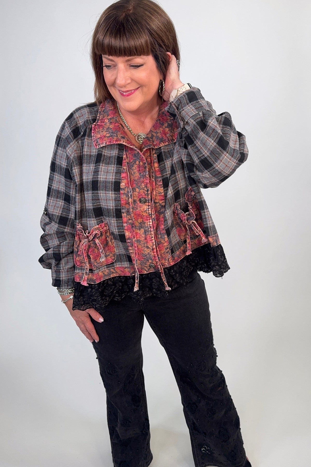 Audrey Mid Rise Overlayed Denim Palazzo BOTTOMS:~~Unassigned~~ TRIBAL 