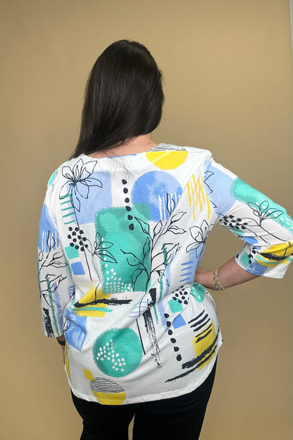 Printed 3/4 Sleeve Top w/Scoop Neck MISSY TOP SPECIAL SOUTHERN LADY 
