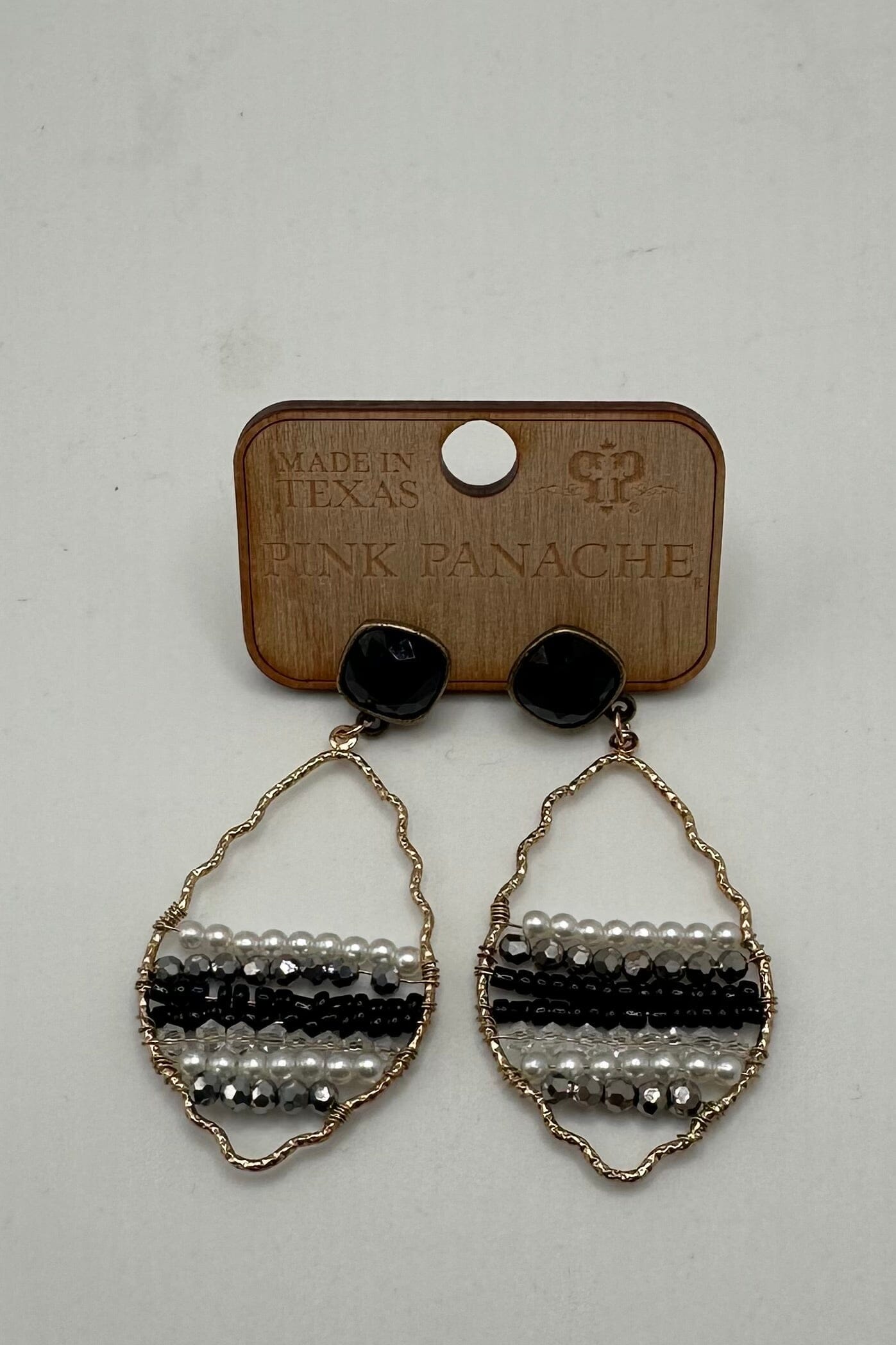 Black &amp; Pearl Beaded Drop Earrings