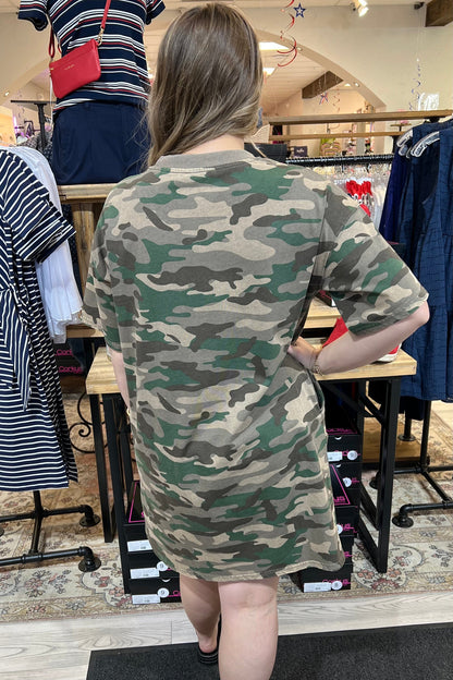Short Sleeve Camoflage Dress DRESS EASEL 