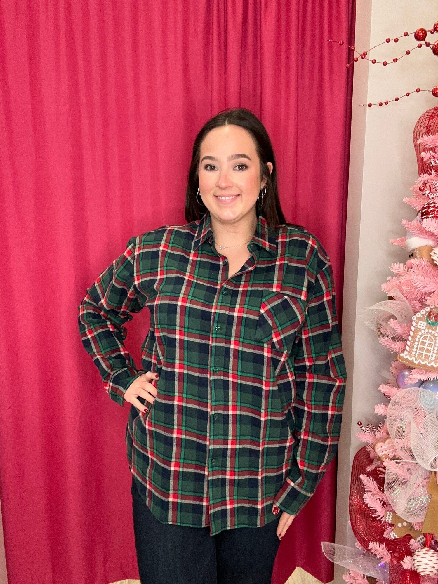 Long Sleeve Holiday Flannel JRTOP CASUAL TOP ENVYSTYLZ 