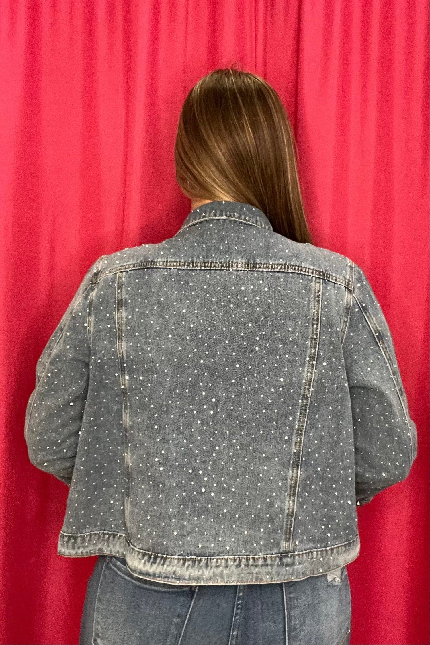 3/4 Sleeve Sparkle Denim Jacket OUTFIT COMPLETER CREATION 