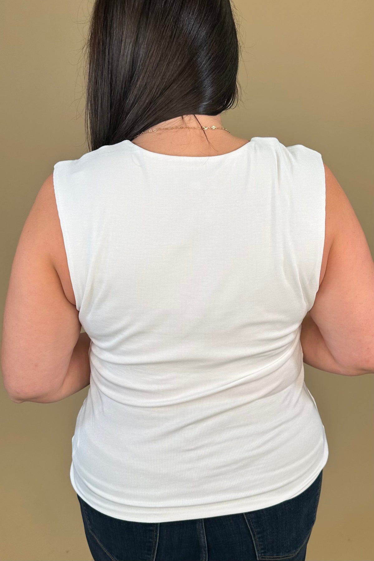 Sleevless Built in Bra Knit Top - Cream MISSY BASIC KNIT:LPTRUNKFALL26 LIVERPOOL 