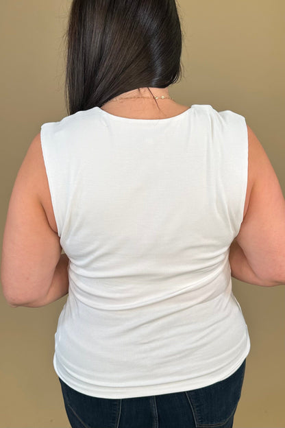 Sleevless Built in Bra Knit Top - Cream MISSY BASIC KNIT:LPTRUNKFALL26 LIVERPOOL 