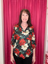 Printed Poinsettia Top w/Collar MISSY TOP SPECIAL STERLINGKREEK 
