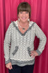 Long Sleeve Hooded Sweater w/Fringe Detail MISSY TOP SPECIAL TRIBAL 