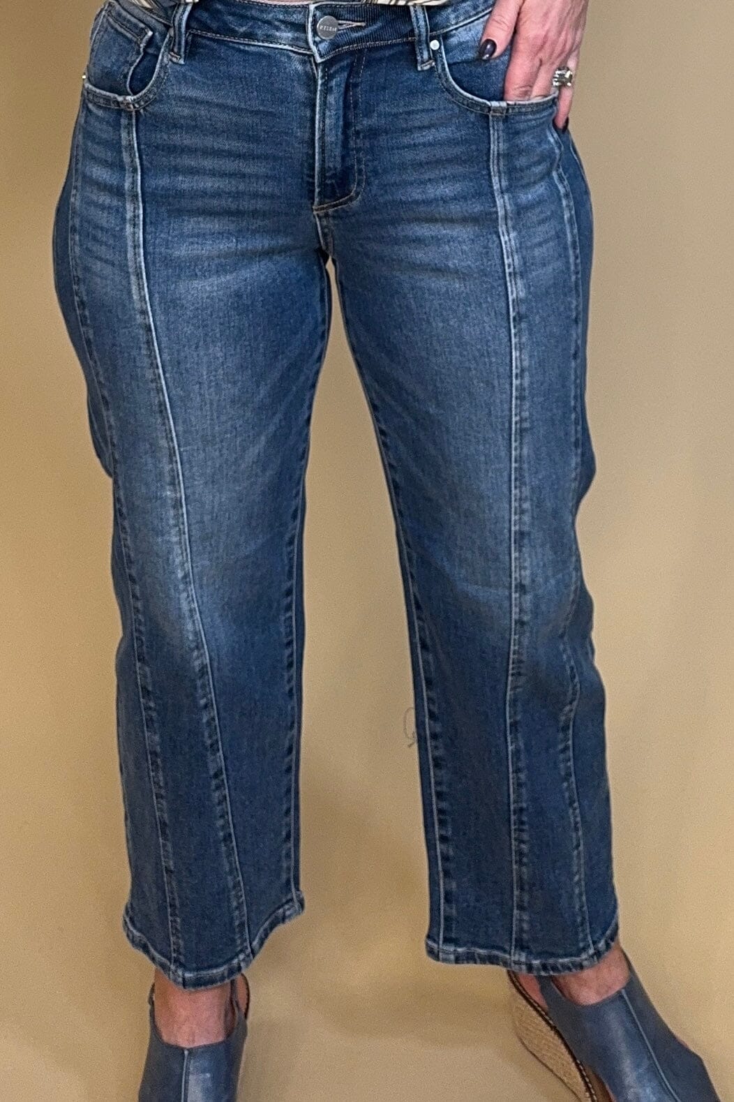 Risen Center Seam High Rise Crop Jeans JEANS RISEN 